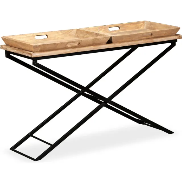 vidaXL Wandtafel 130x40x80 cm massief mangohout Bruin