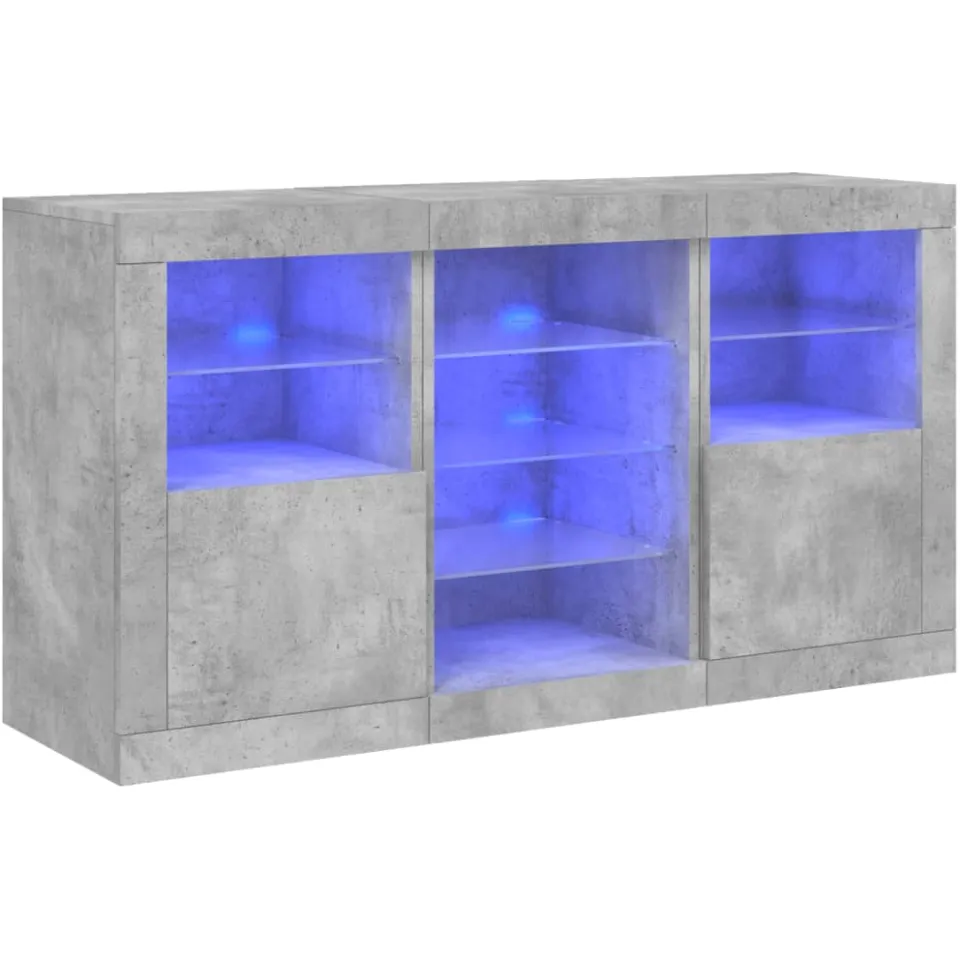 vidaXL Dressoir met LED-verlichting 123x37x67 cm betongrijs grijs, foto 3