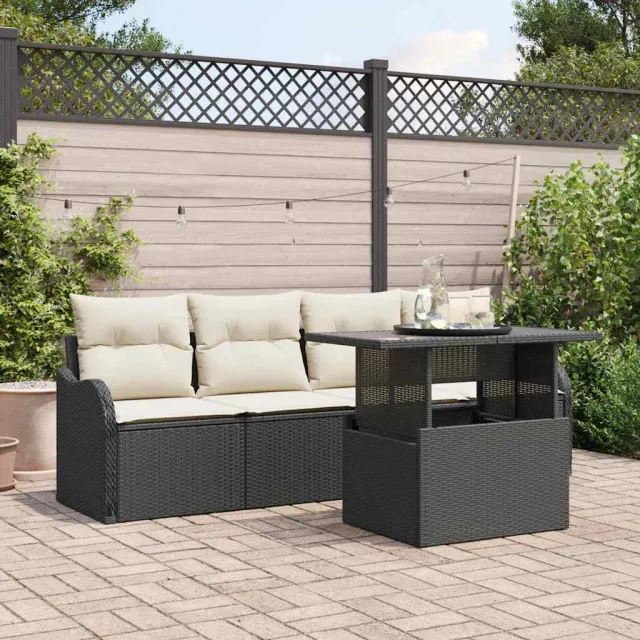 vidaXL Tuin Sofa Set 5 st Zwart Poly riet, foto 2