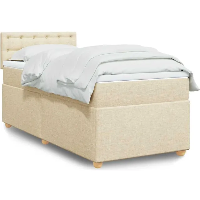 vidaXL Boxspring met matras stof crèmekleurig 80x200 cm