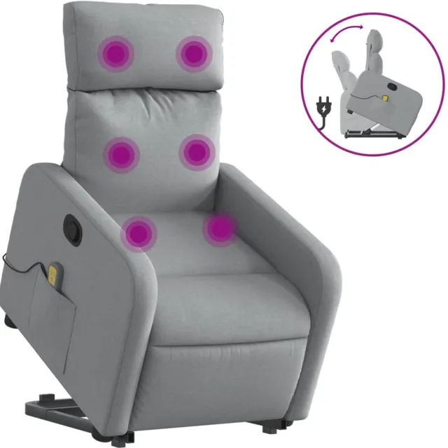 vidaXL Sta-op-massagestoel - verstelbaar - stof - lichtgrijs