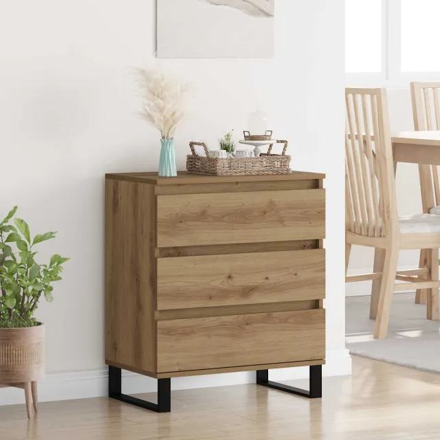 vidaXL Dressoir Artisan Eiken 60 x 35 x 70 cm Bewerkt hout Bruin