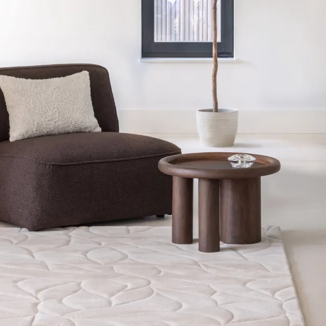 Meubelplaats Salontafel Marlot rond mangohout 60x60x41 cm - walnoot bruin - Japandi