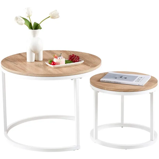 EGGREE Set van 2 Scandinavische salontafels - Woonkamertafels - 60x45cm - 40x35cm - Eikenkleur