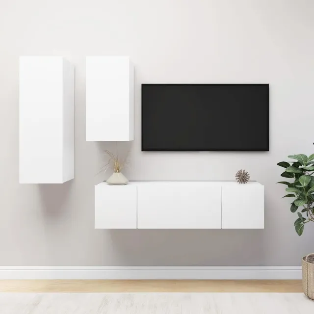 vidaXL 4-delige Tv-meubelset bewerkt hout wit, foto 2