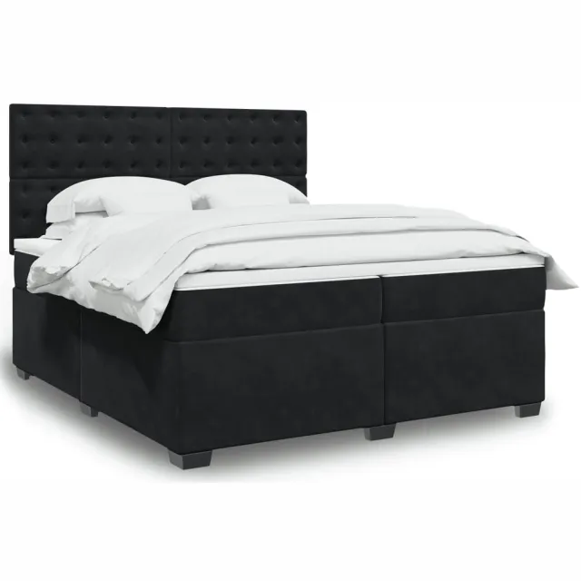 vidaXL Boxspring met matras fluweel zwart 200x200 cm