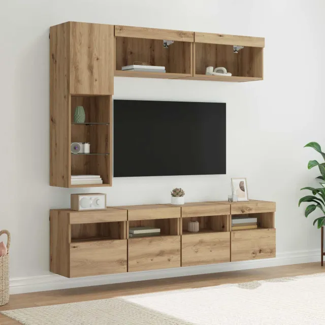 vidaXL TV-kast 7 st 30,5 x 30 x 102 cm Artisan Eiken, foto 2