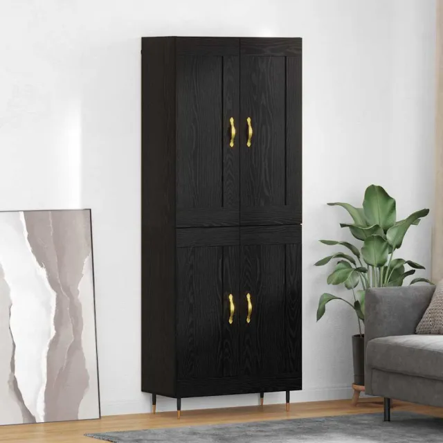 vidaXL Highboard Zwart Eiken 69,5 x 34 x 90 cm Bewerkt hout