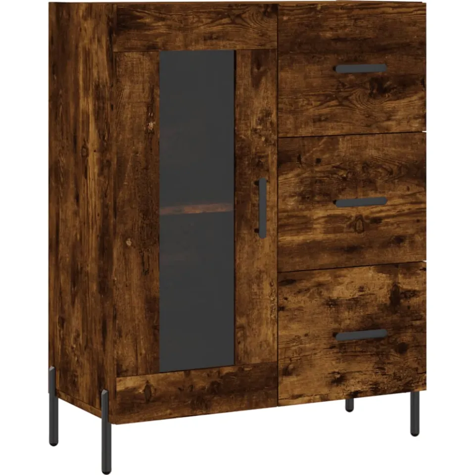 vidaXL Dressoir 69,5x34x90 cm bewerkt hout gerookt eikenkleurig, foto 3