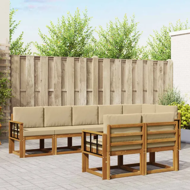 vidaXL Buiten bankenset 8 st 8-zits Natuurlijk en Beige