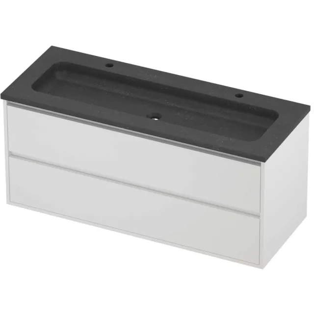 Proline Rollo Badmeubelset Hardsteen Elegant 2 Gaten 120x46x54 cm Blue Stone Mat White Mat Wit