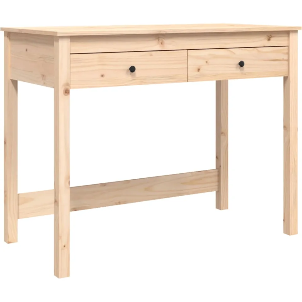 vidaXL Bureau met lades 100x50x78 cm massief grenenhout Bruin