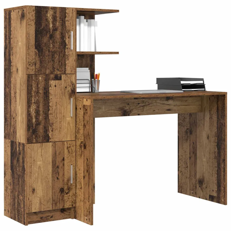 vidaXL Bureau Oudhout 133.5 x 50 x 124 cm 2 st Bruin