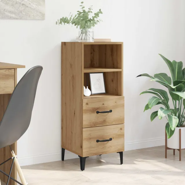 vidaXL Dressoir artisanaal eikenkleurig 34 x 34.5 x 90 cm Bewerkt hout Bruin