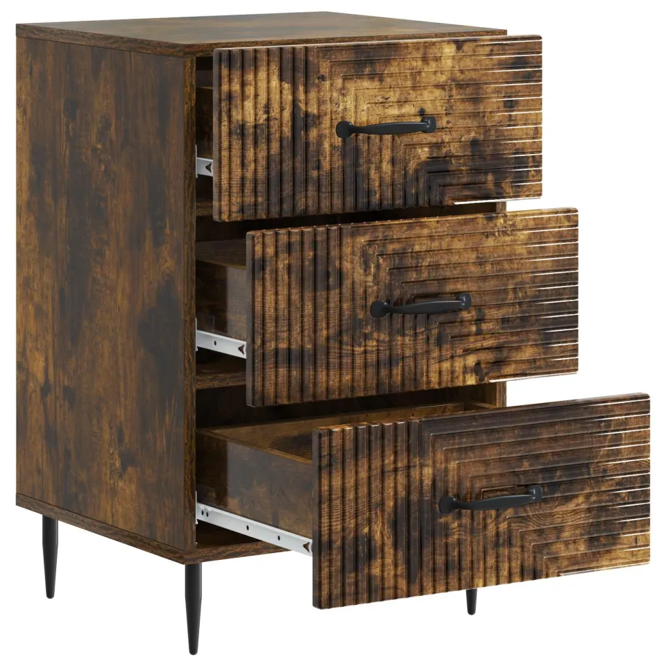vidaXL Nachtkastje Gerookt eiken 43 x 41 x 66,5 cm Bewerkt hout, foto 3