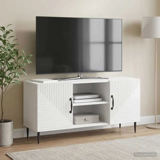 vidaXL Tv-meubel 102 x 34,5 x 50 cm Hoogglans Wit Bewerkt hout, foto 2