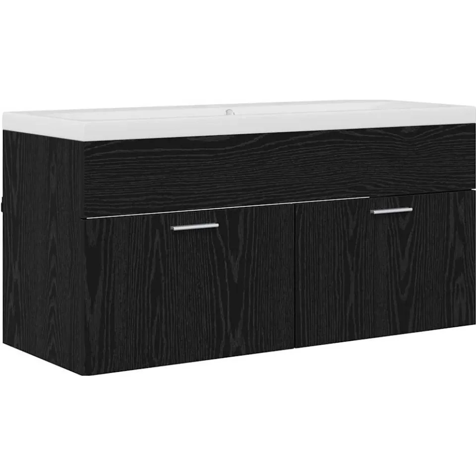 vidaXL Badkamerkast Zwart Eiken 100 x 38,5 x 46 cm Bewerkt hout, foto 3