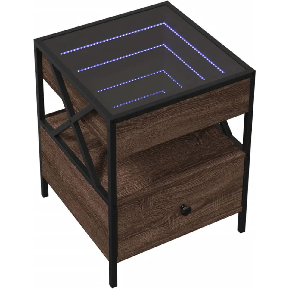 vidaXL Nachtkastje met Infinity LED 40x40x51 cm bruin eikenkleurig, foto 4