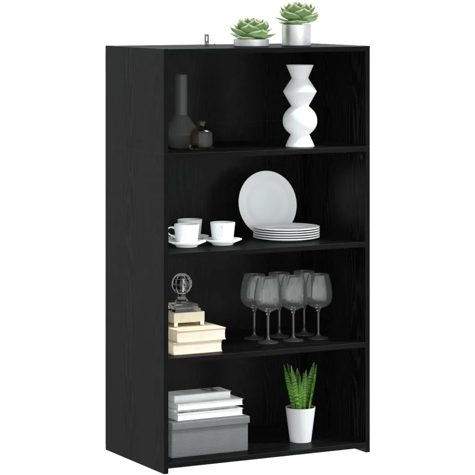 vidaXL Hoge kast Zwart eiken 70 x 41 x 124 cm Bewerkt hout, foto 2