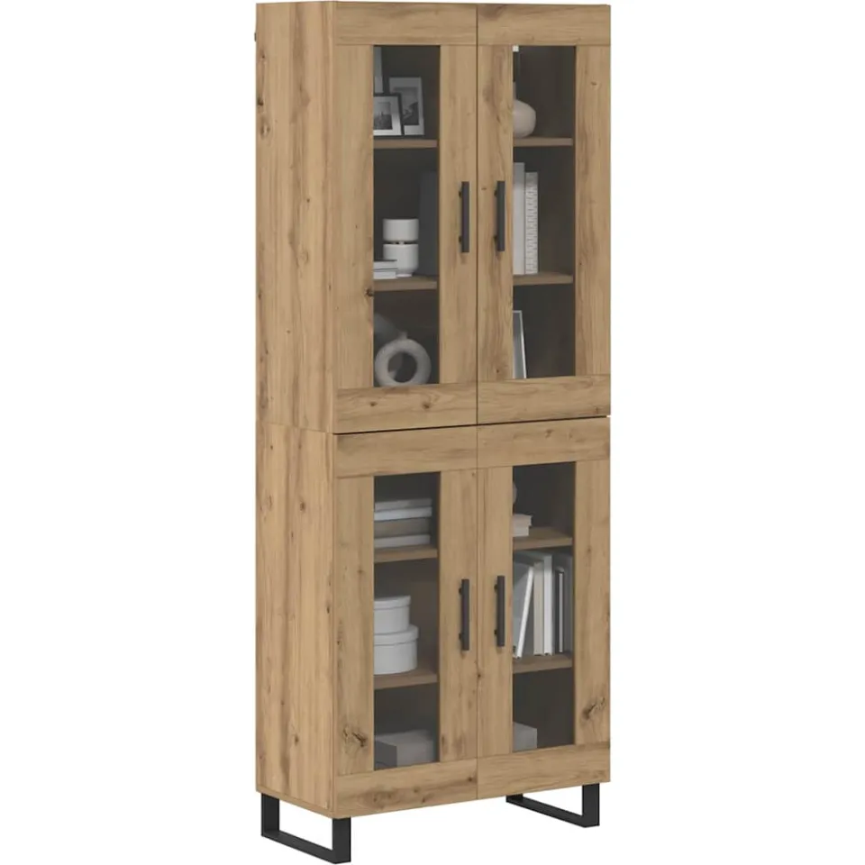 vidaXL Hoge kast 2 st Artisan Eiken 69,5 x 34 x 180 cm Bewerkt hout Bruin