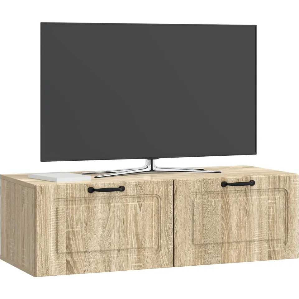 vidaXL Wandbeugel TV-kast Sonoma Eiken 98 x 41 x 30 cm Bewerkt hout Bruin