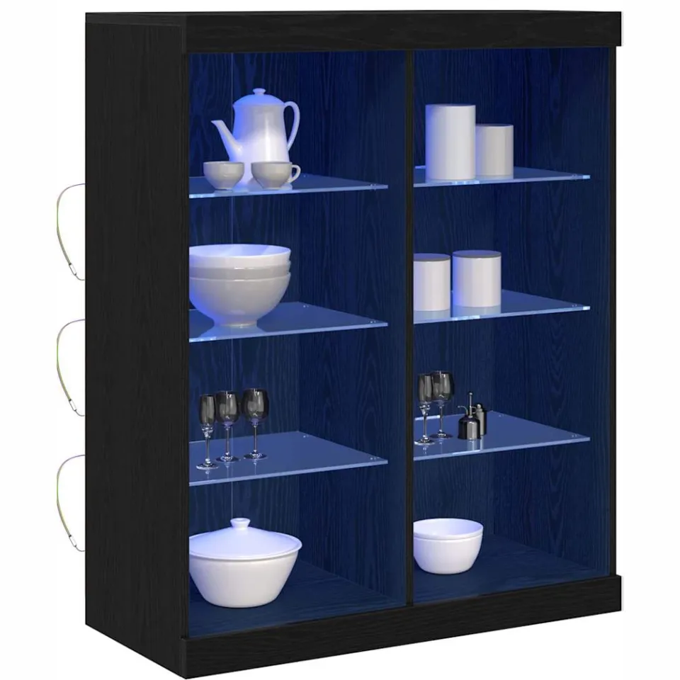 vidaXL LED Sideboard Zwart eiken 81 x 37 x 100 cm Bewerkt hout