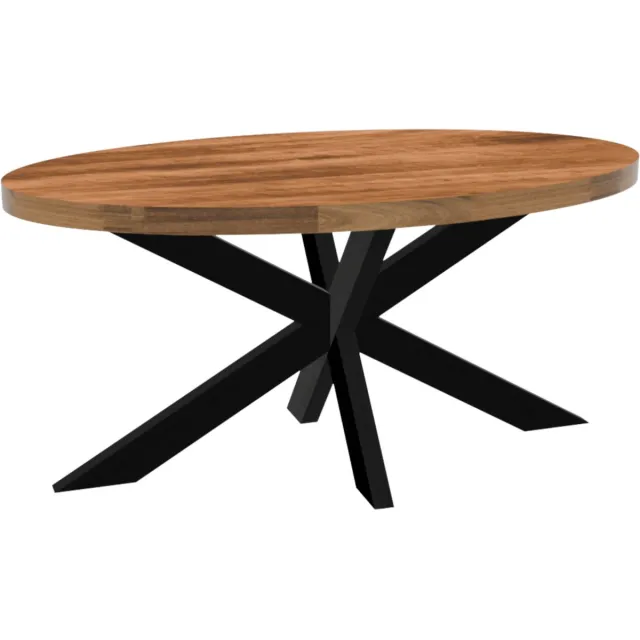Lizzely Garden & Living Eettafel ovaal mangohout 160cm James lichtbruin ovale industriële tafel duurzaam mango eetkamertafel