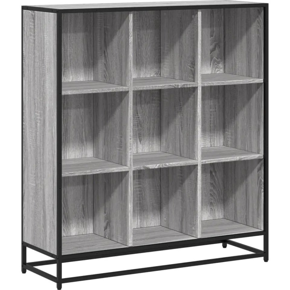 vidaXL Boekenkast 97,5x33x107,5 cm bewerkt hout en metaal grijs sonoma, foto 3