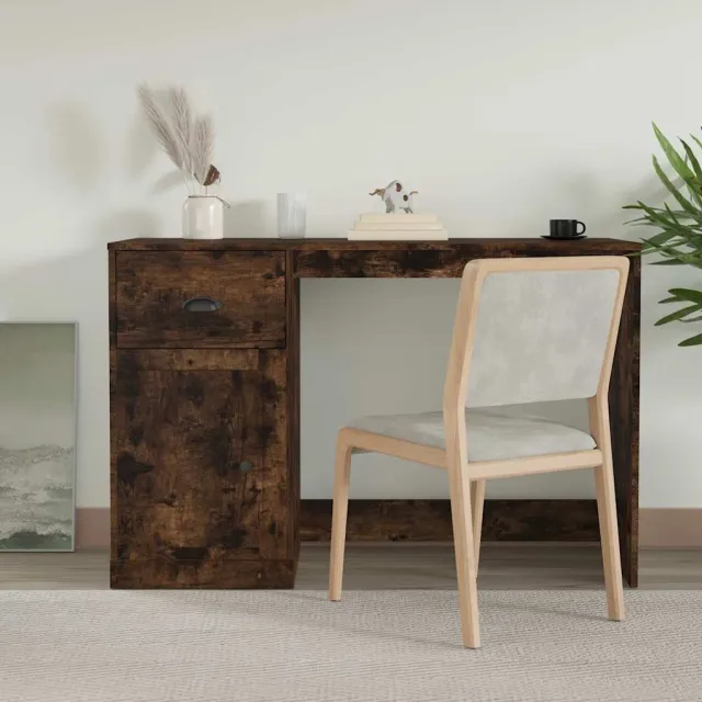 vidaXL Bureau met lade 115x50x75 cm bewerkt hout gerookt eikenkleurig, foto 2