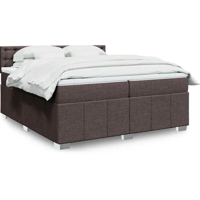 vidaXL Boxspring met matras stof donkerbruin 200x200 cm bruin