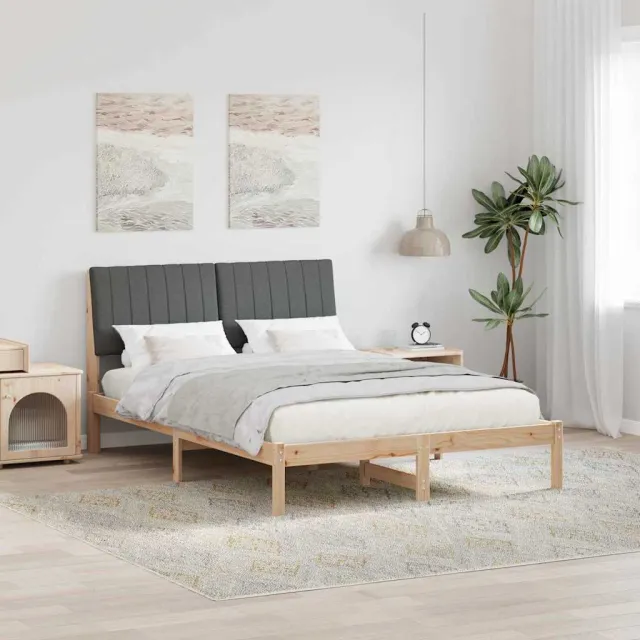 vidaXL Bedframe met hoofdeinde Bruin 135 x 190 cm Massief grenenhout