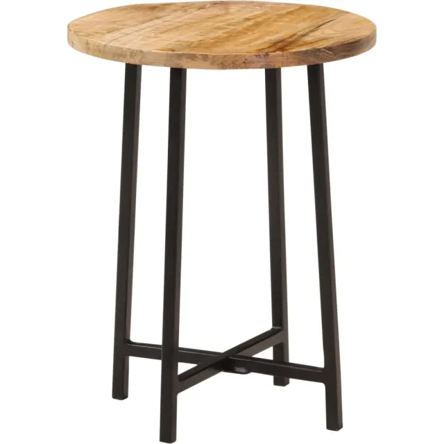 vidaXL Salontafel 35x35x45 cm massief mangohout en ijzer Bruin