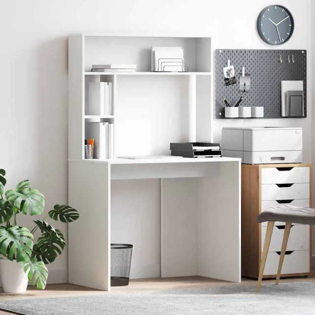 vidaXL Bureau Wit 91 x 50 x 149 cm Bewerkt hout, foto 2