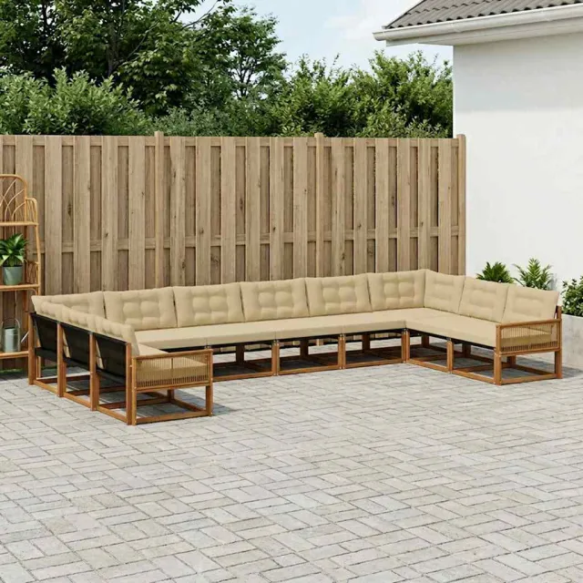 vidaXL Buiten bankenset 10 st 10-zits Natuurlijk en Beige Bruin
