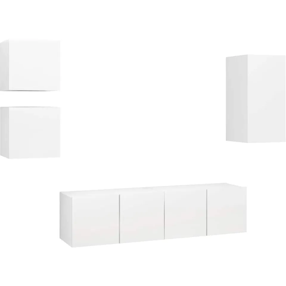 vidaXL 5-delige Tv-meubelset bewerkt hout wit, foto 3
