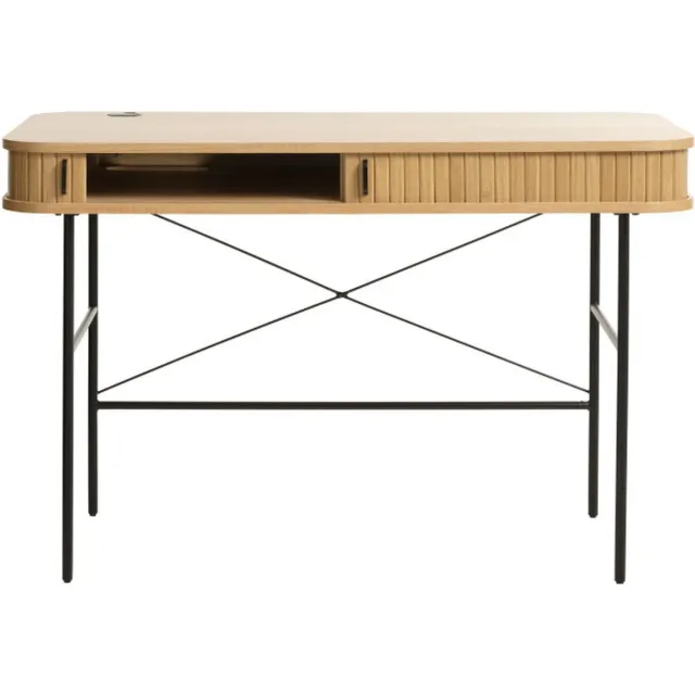 Meubelplaats Bureau Nola - eikenfineer naturel - 120x60x75 cm - 2 deuren