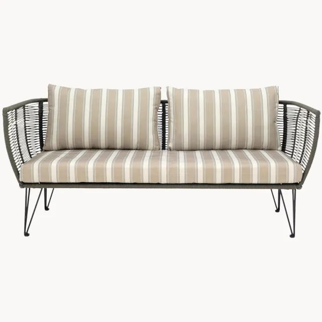 Bloomingville Tuin loungebank Mundo met kunststoffen vlechtwerk (2-zits) Beige, Wit, Taupe