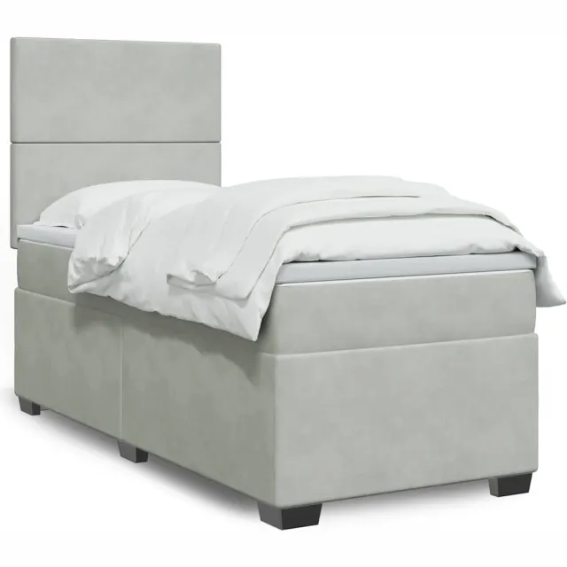 vidaXL Boxspring met matras fluweel lichtgrijs 80x200 cm grijs