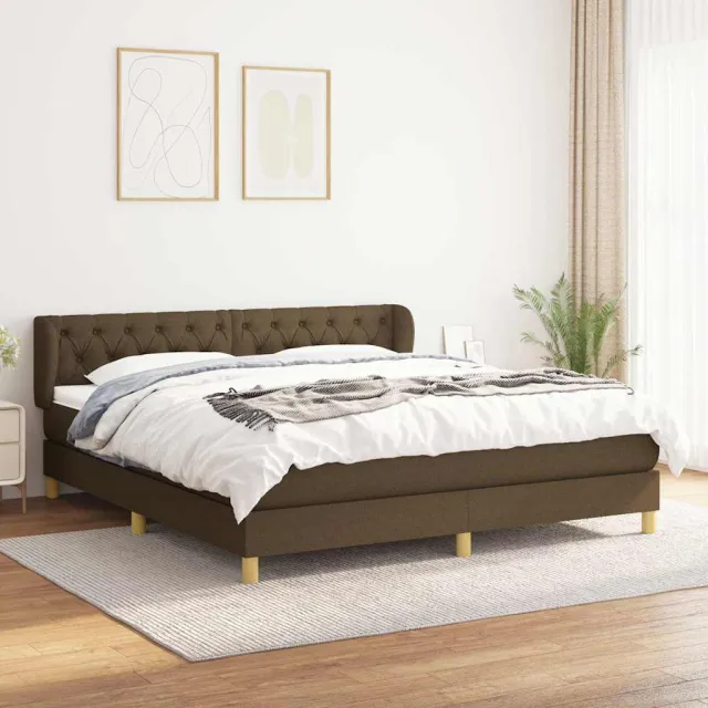 vidaXL Boxspring met matras stof donkerbruin 160x200 cm bruin