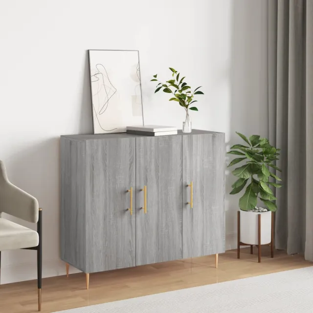 vidaXL Dressoir 90x34x80 cm bewerkt hout grijs sonoma eikenkleurig, foto 2