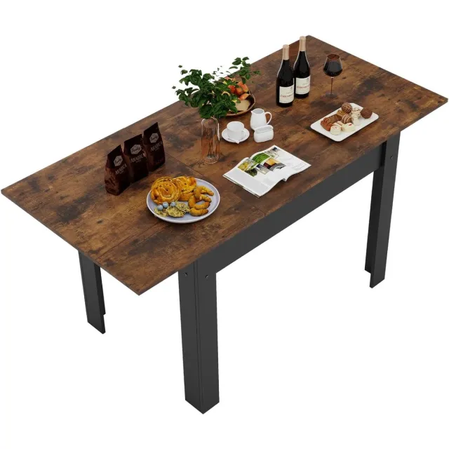 Puluomis Uitschuifbare eettafel - 150x76,5x70 cm (L×B×H) - Bruin - Geschikt voor 4-6 personen