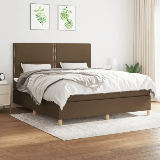 vidaXL Boxspring met matras stof donkerbruin 180x200 cm bruin
