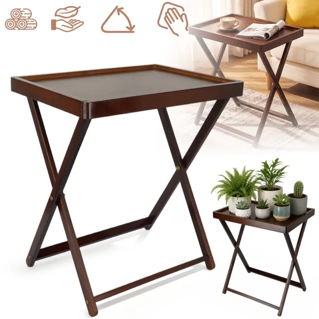 CHOOLY Houten Klaptafel Van Gemiddelde Grootte - Natuurlijk Hout Opvouwbaar En Draagbaar - Voor Tuin Binnenplaats Terras Balkon En Kamperen - 40x30x44 cm