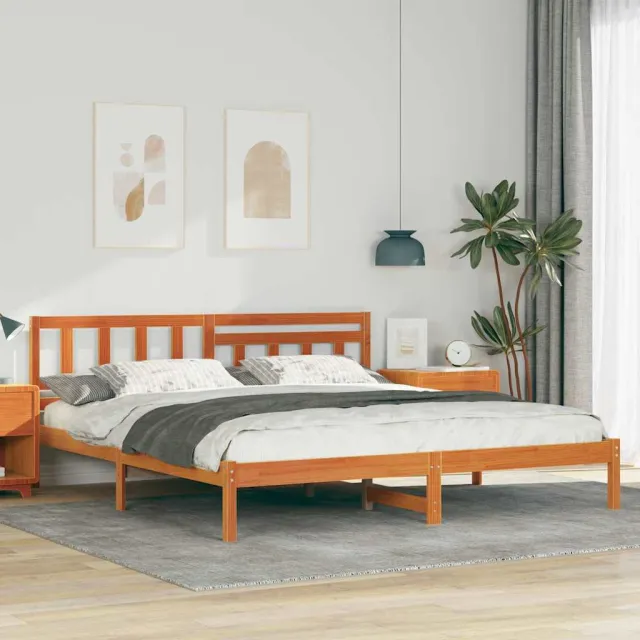 vidaXL Bedframe Wasbruin 180 x 200 cm Massief grenenhout