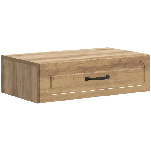 vidaXL Wandgemonteerde - Zijtafel - 59 - x - 34,5 - x - 17 - cm - Bewerkt - hout Artisanaal eiken