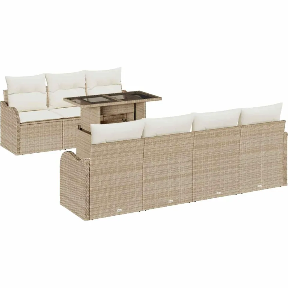 vidaXL Tuin Sofa Set 8 st Beige poly rattan, foto 4