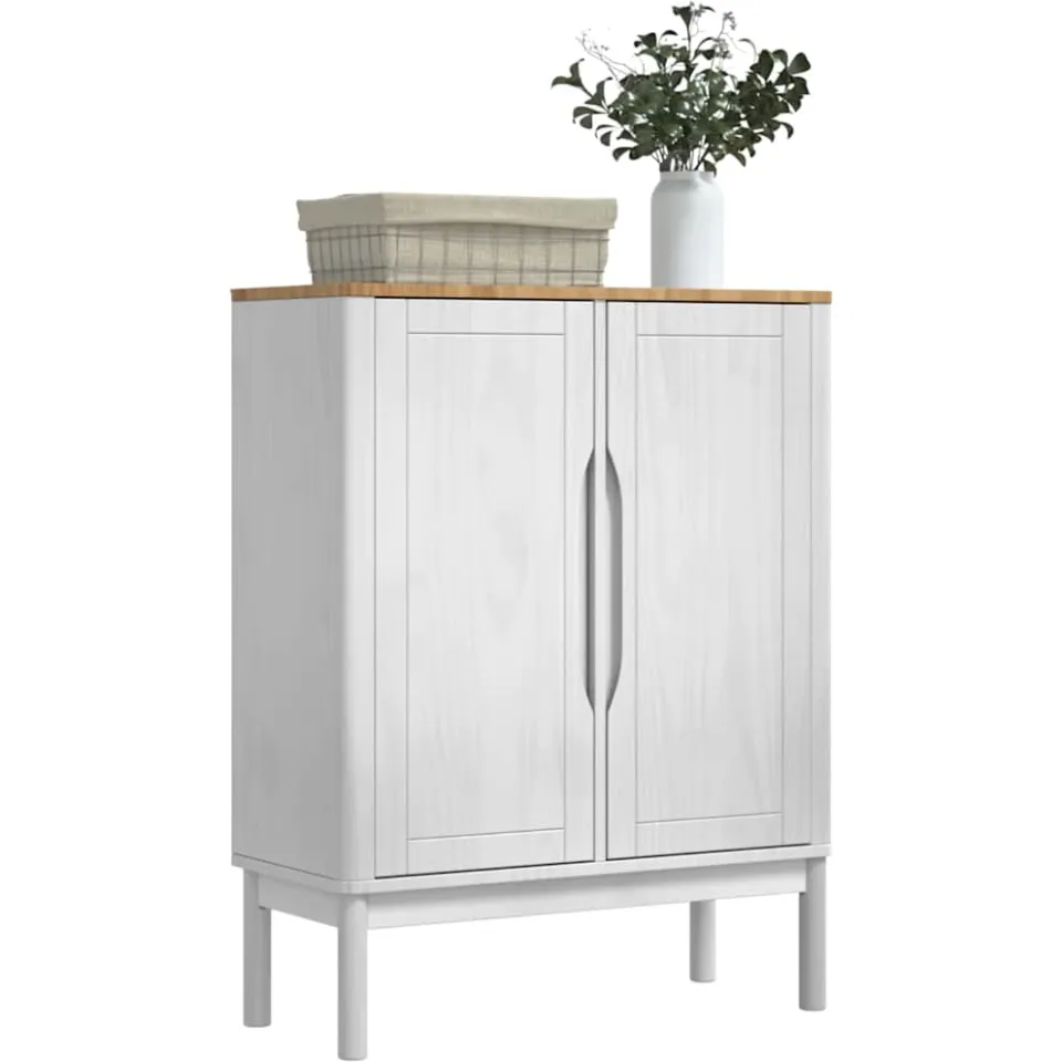 vidaXL Dressoir FLORO Wit 70 x 30 x 70,5 cm Massief Vurenhout, foto 3