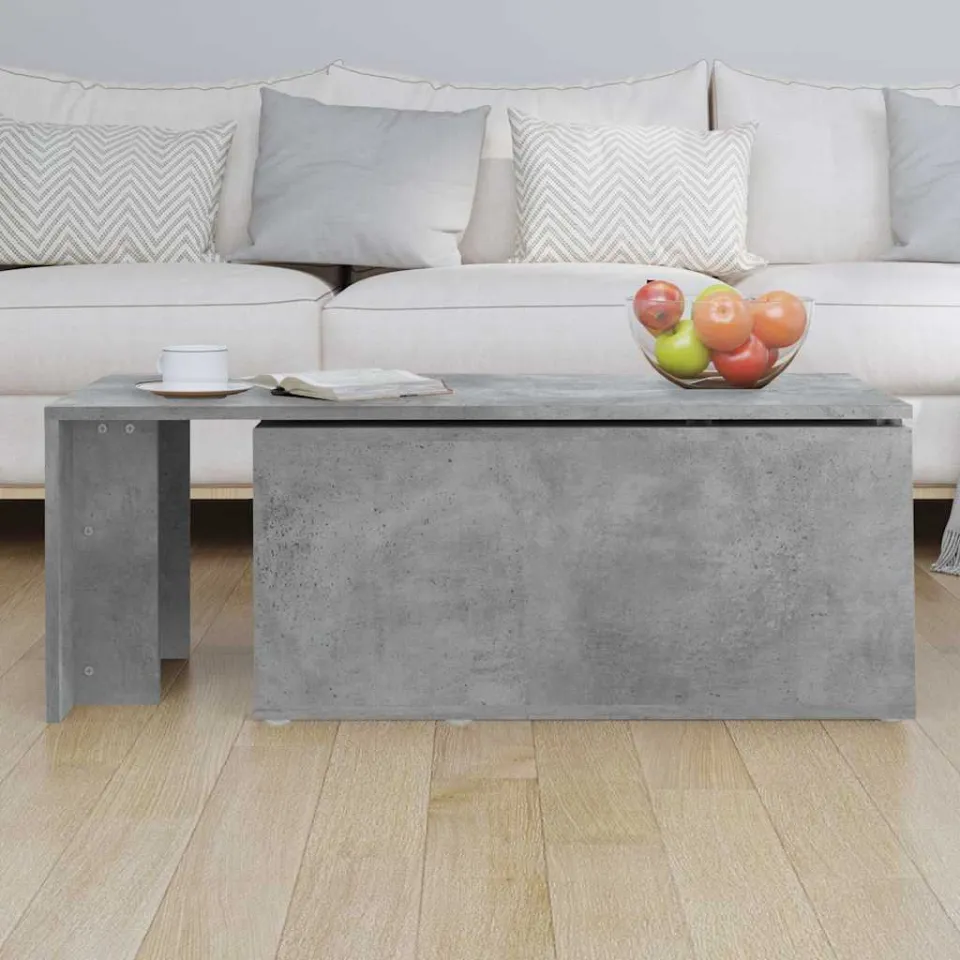 vidaXL Salontafel 150x50x35 cm bewerkt hout betongrijs grijs, foto 4