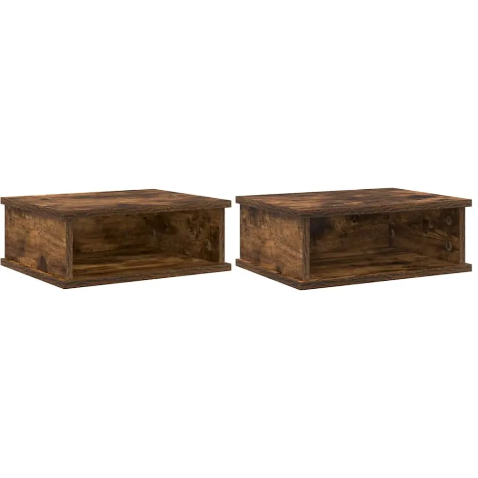 vidaXL Nachtkastje 2 st Gerookt eiken 40 x 31 x 15 cm Bewerkt hout, foto 3