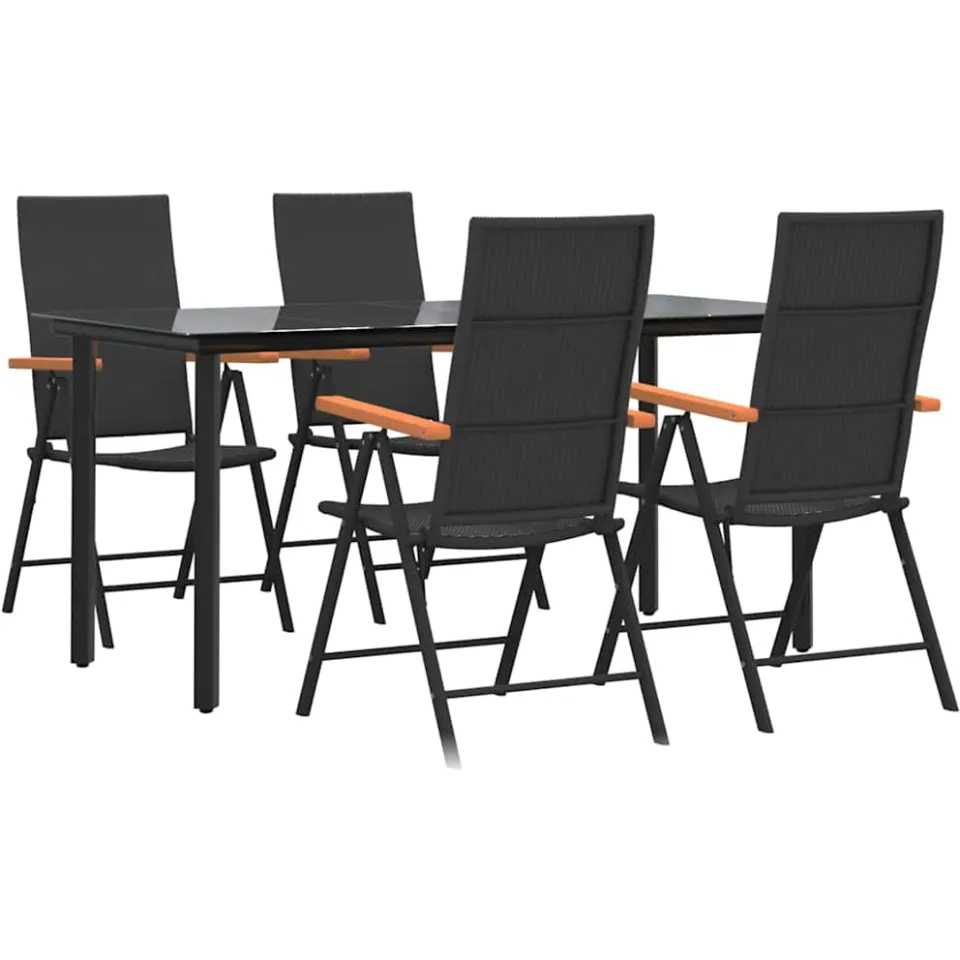 vidaXL 5-delige Tuinset poly rattan zwart en bruin